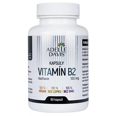 Adelle Davis Vitamín B2-riboflavin, 100 mg, 60 kapslí 