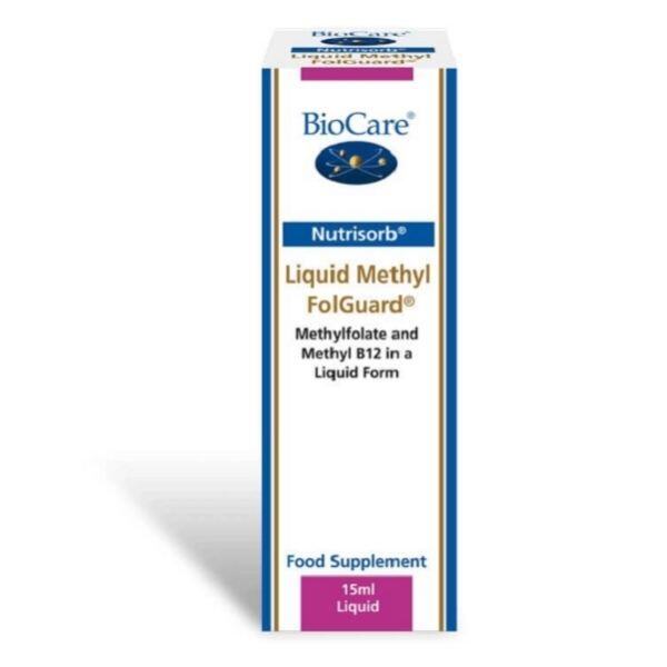 BioCare - Folguard, Tekutý vitamin B12 metylkobalamín + metylfolát (vitamin B9) kapky, 15 ml