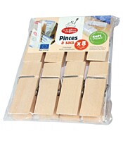 Balenie 8 drevených štipcov na vrecká a obaly