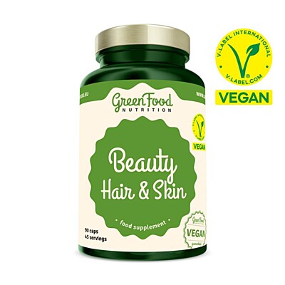 GreenFood Nutrition Beauty Hair & Skin na krásne vlasy a pleť, 90 vegan kapsúl