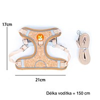 MB Cork Korkový postroj a vodítko pro menší psy - velikost L