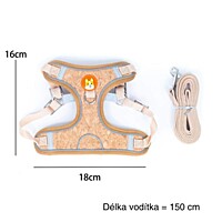 MB Cork Korkový postroj a vodítko pro menší psy - velikost M