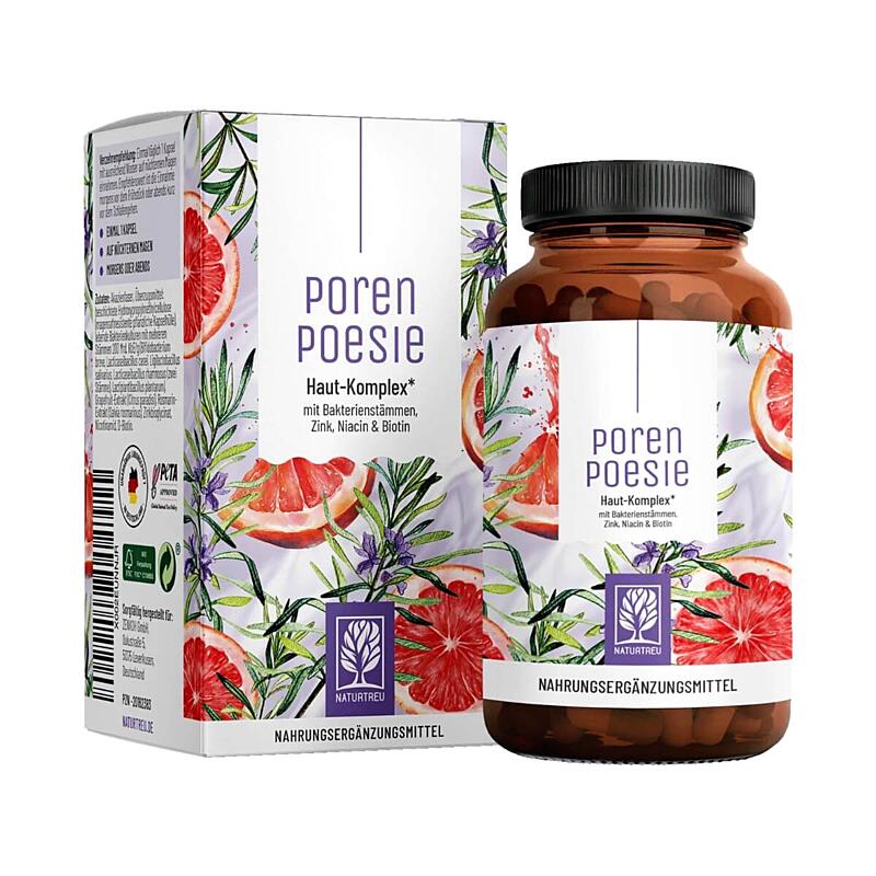 Naturtreu Poézia pórov – komplex vitamínov na pleť so zinkom, probiotikami a niacínom, 90 kapsúl