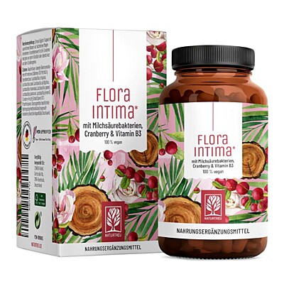 Naturtreu FloraIntima - Komplex brusníc, vitamínu B3 a laktobacilov pre ženy, 60 kapsúl