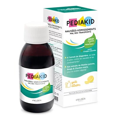 Pediakid Lehké cestování – přírodní sirup pro děti na žaludek (citronová příchuť), 125 ml