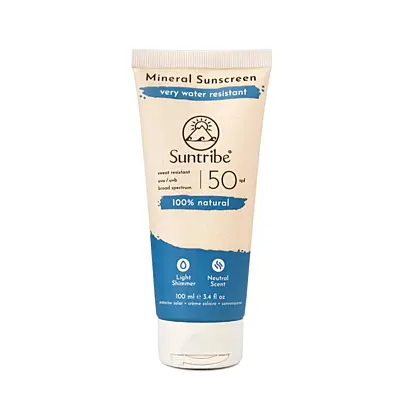 Suntribe Prírodný minerálny opaľovací krém SPF 50 Telo & Tvár, 100 ml