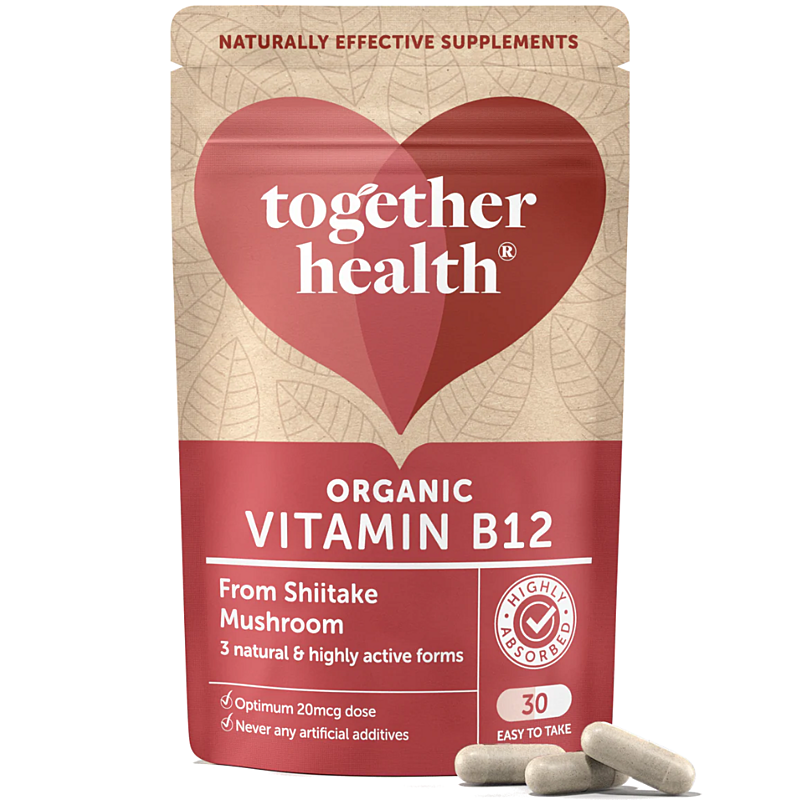 Together Health Organický vitamín B12 z houby Shiitake – komplex tří bioaktivních forem, 30 kapslí