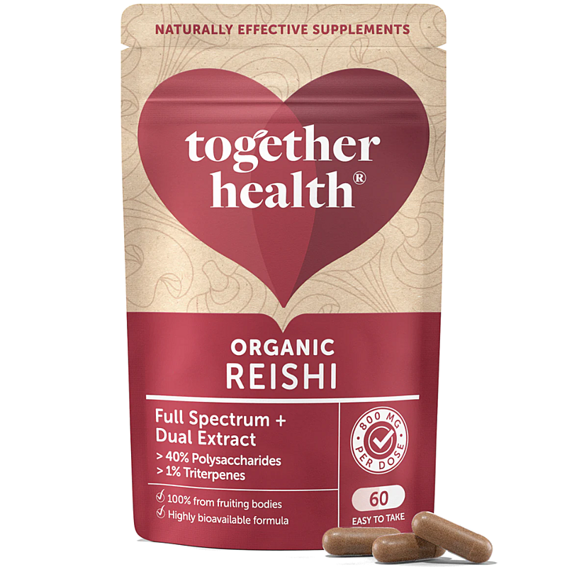 Together Health Reishi 800 mg – organický extrakt z celej plodnice, 60 kapsúl