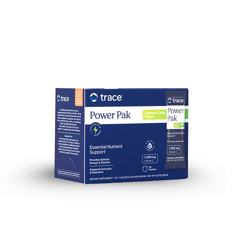 Trace Minerals Power Pak – Šumivý elektrolytický nápoj (Citrón+Limetka), 30 sáčkov