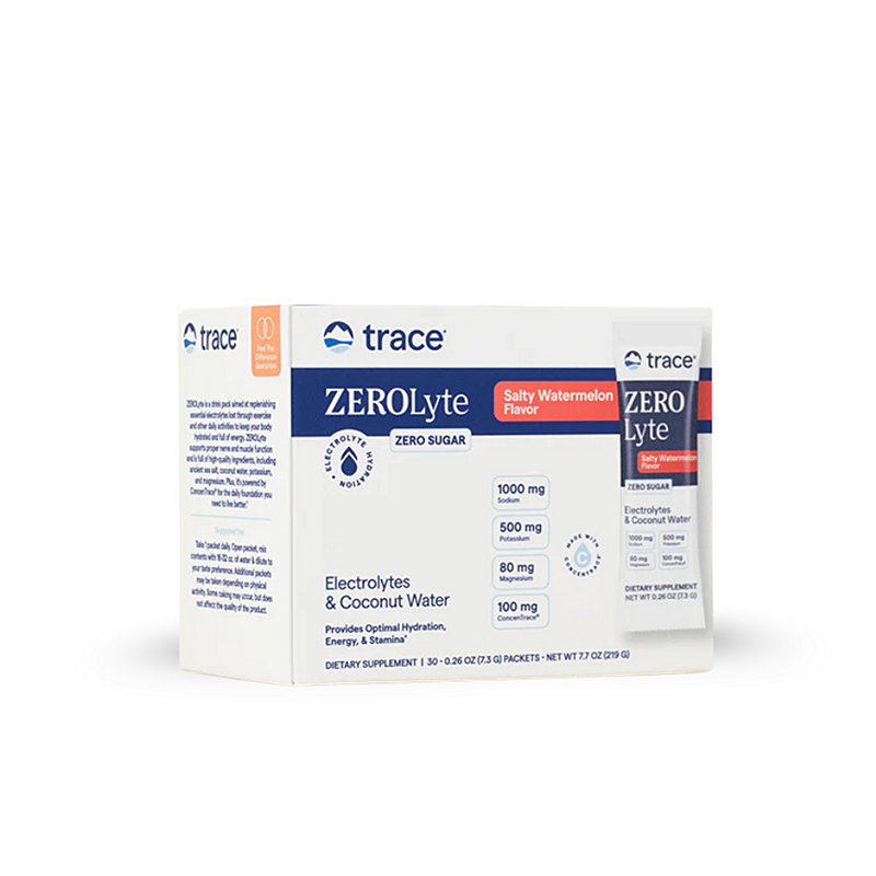 Trace Minerals ZeroLyte – Elektrolyty na báze sodíka (Slaný melón), 30 sáčkov