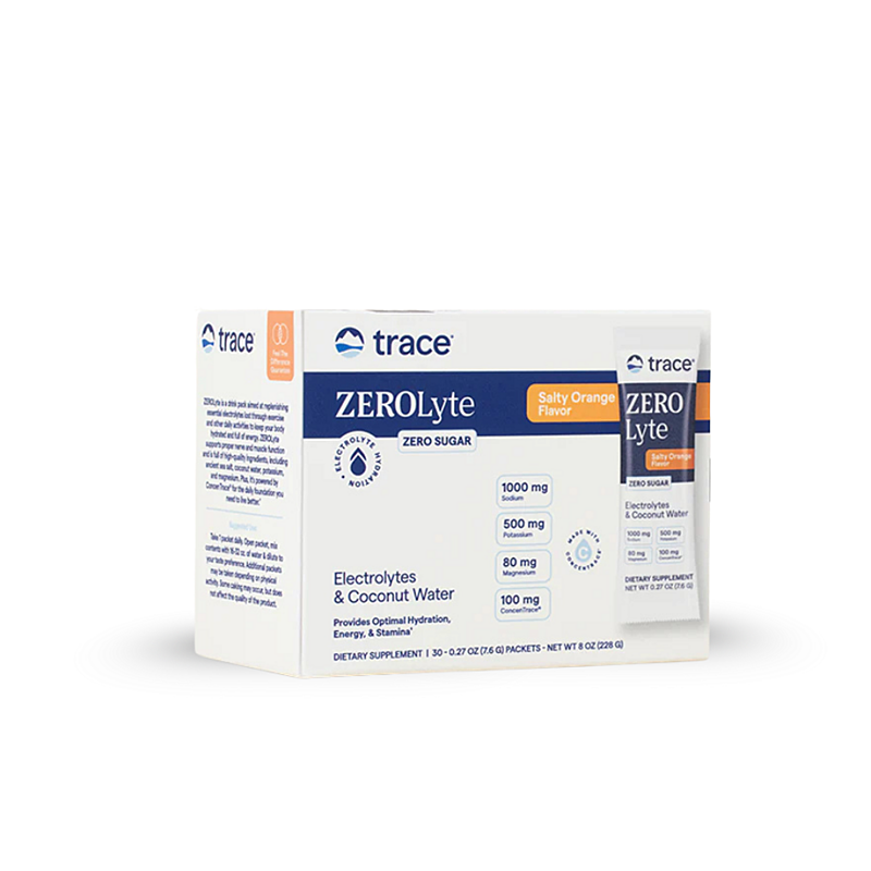Trace Minerals ZeroLyte – Elektrolyty na báze sodíka (Slaný pomeranč), 30 sáčků