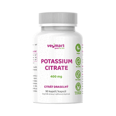 Vegmart Draslík – Citrát draselný 400 mg, 90 kapsúl