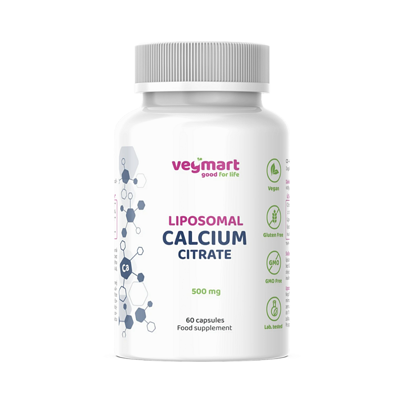 Vegmart Lipozomálny Vápnik (Citrát vápenatý) 500 mg, 60 kapsúl
