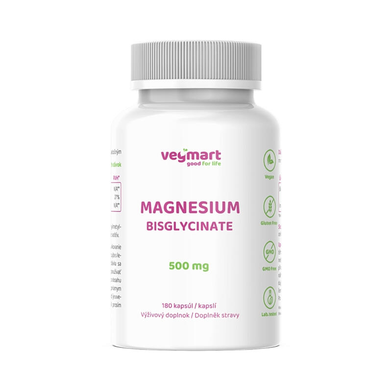 Vegmart Hořčík bisglycinát 500 mg, 180 kapslí