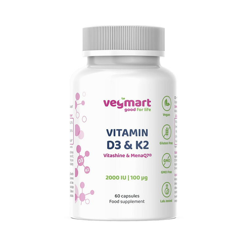 Vegmart Vitamín D3 2000 IU + K2 MK-7 100 μg, 60 kapsúl