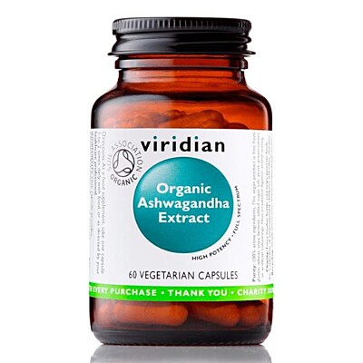 Viridian Ashwagandha (indický ženšen) organický extrakt, 60 kapsúl