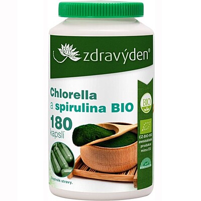 Zdravý den Chlorella a Spirulina BIO 180 kapsúl