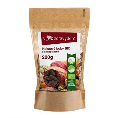 Zdravý den Kakaové bôby BIO celé, nepražené, 200 g